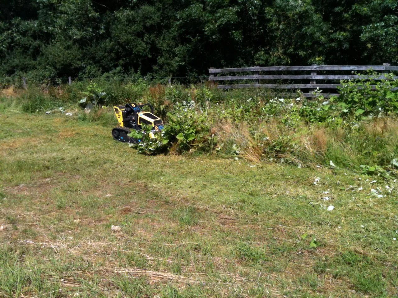 Robogreen radiocommandé fauchant un talus