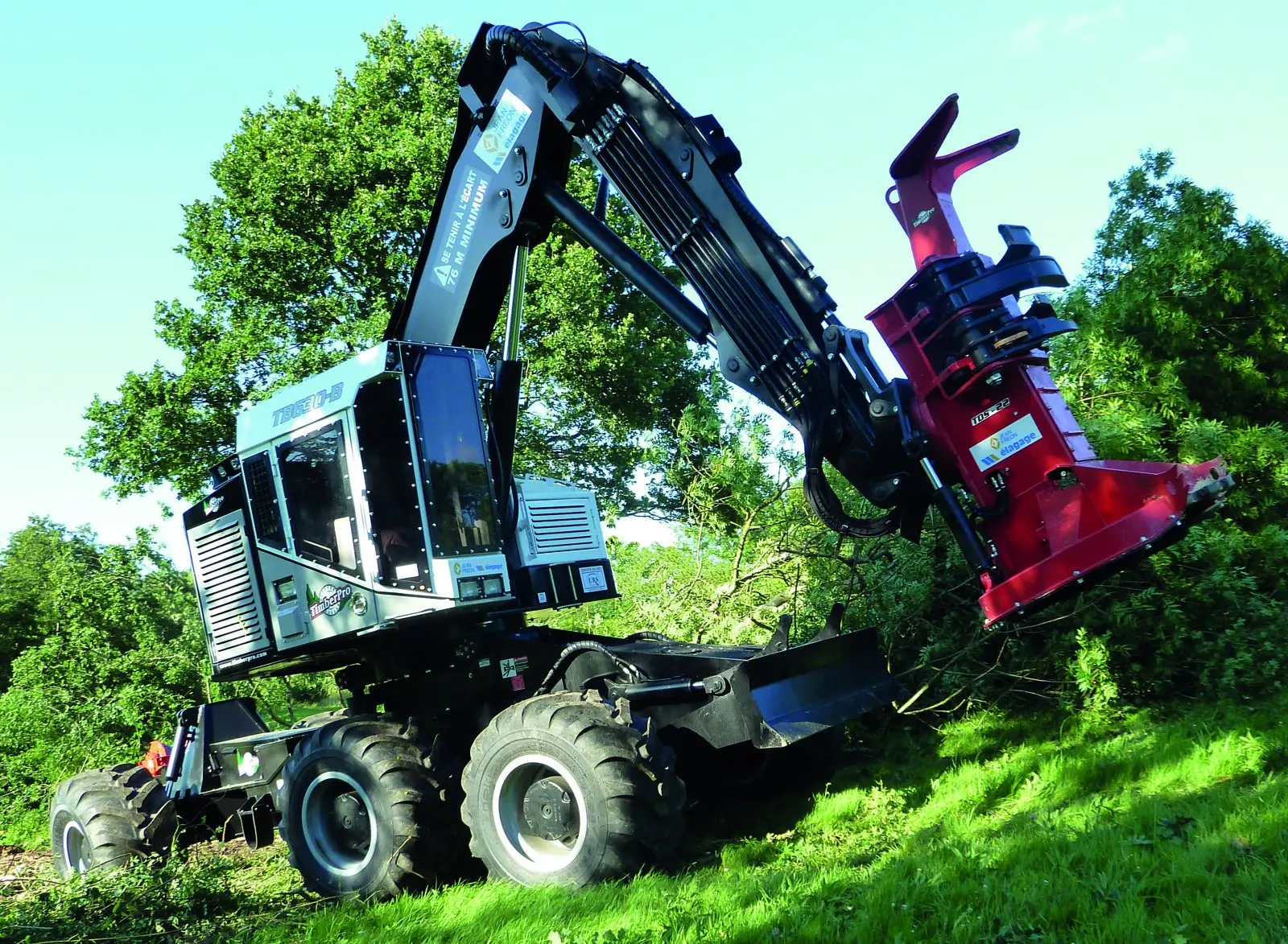 Abatteuse Timberpro en lisière de bois